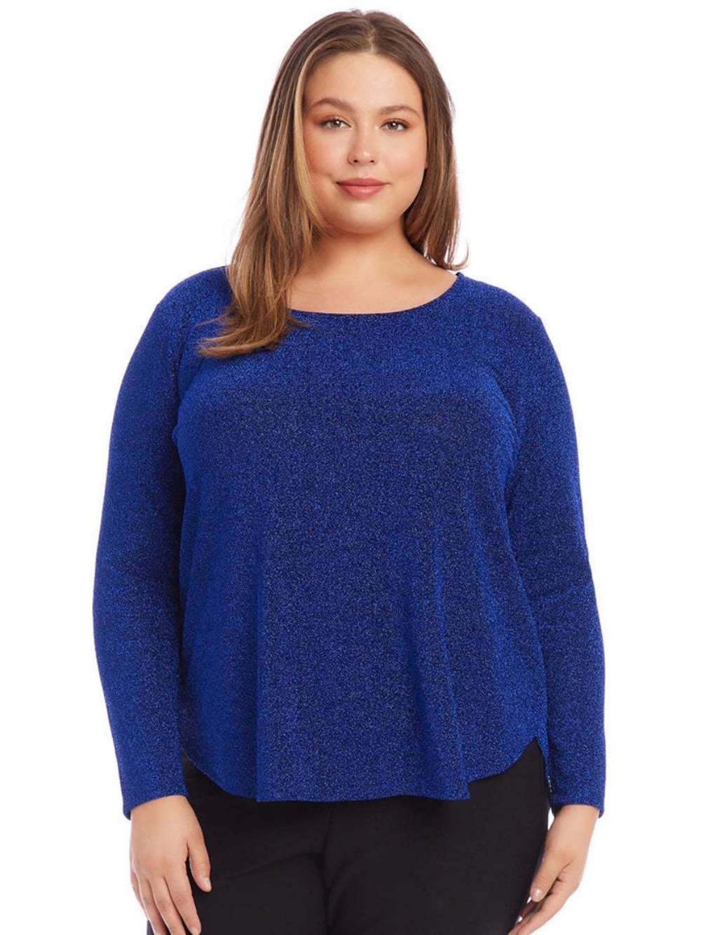 NWT Karen Kane All That Shines Blue Metallic Sparkle Knit Top 1X